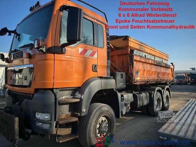 Tresidig tipplastbil MAN TGS 33.400 6x6 Winterdienst Streuer 2x Hydraulik
