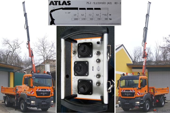 Autocarro ribaltabile MAN TGS 18.320 BL 4x4 / ATLAS 75.2 / MEILLER / Winterdienst