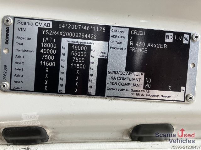 Véhicule tracteur volume Scania R 450 A4x2EB Hubsattelkupplung SMART 2!