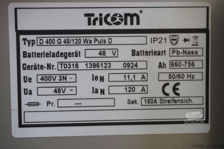 Batterie de chariot élévateur TRICOM D 400 G 48V/120 Wa Puls S