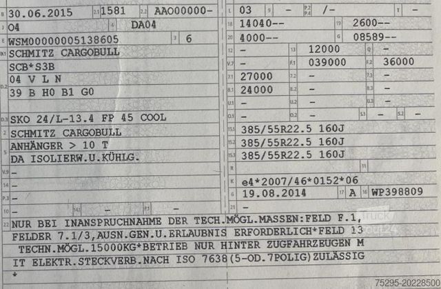 Chladírenský návěs SCHMITZ CARGOBULL SKO 24/L- FP 45 COOL 3x Achs ThermoKing SLXE 300