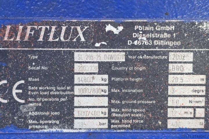Sakseløft Liftlux SL205-25 D4WDS/P Diesel, 4x4 Drive, Hydraulic Deck