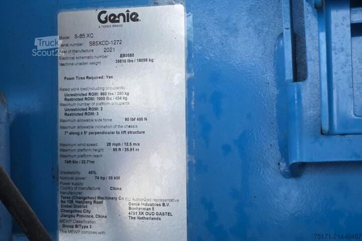 Teleskopisk plattform Genie S85XC Valid inspection, *Guarantee! Diesel, 4x4 Dr