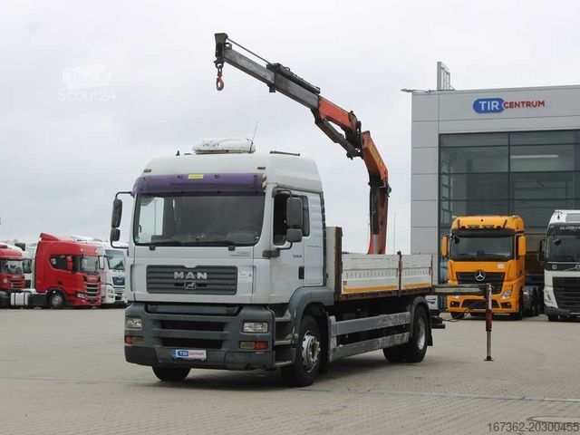 Automobilis ar plakanu platformu MAN TGA 18.430, EURO 4, RETARDER, PALFINGER PK10500A