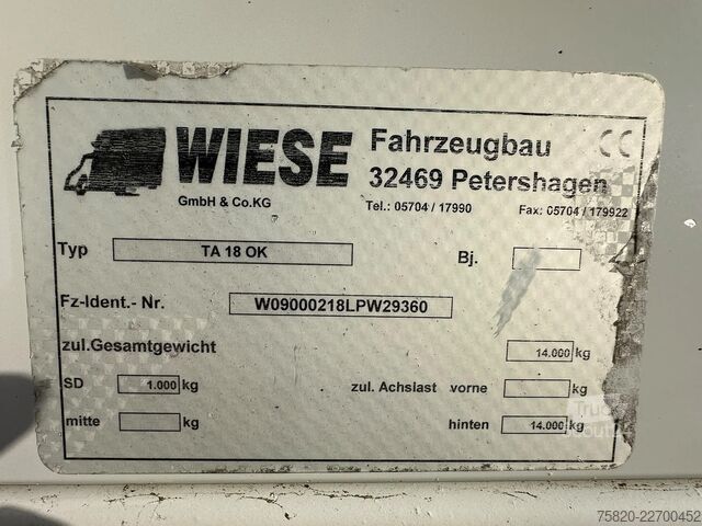 Wiese TA 18 OK tandemový príves Wiese TA 18 OK TANDEM AANHANGER