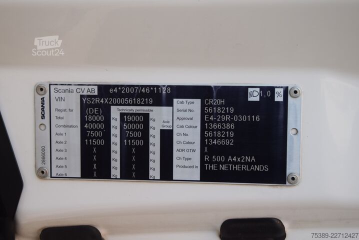Стандартный седельный тягач Scania R500 S500 Highline Retarder Navi Leder ACC