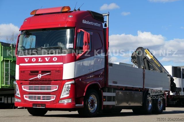 Flatbed truck VOLVO FH 500 Pritsche Kran Palfinger Funk Vollluft EU6