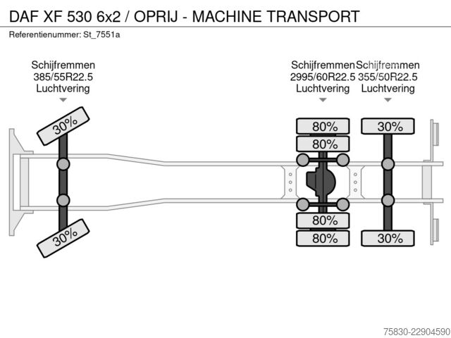 Autotransporter DAF XF 530 6x2 / OPRIJ - MACHINE TRANSPORT