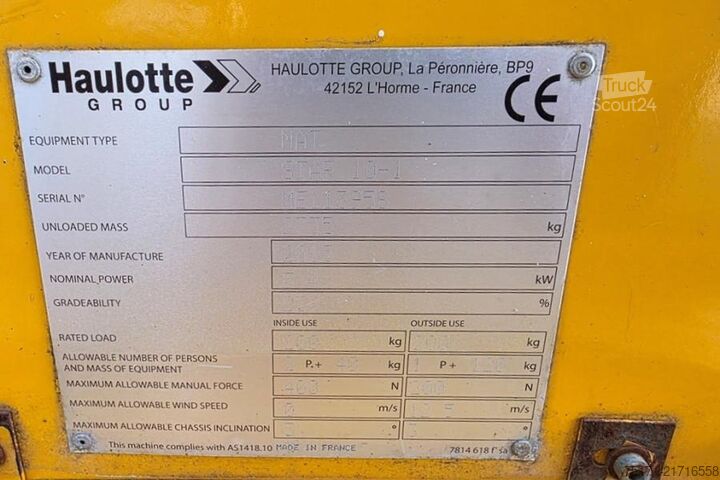 Ledad teleskopisk arbetsplattform Haulotte STAR 10 Electric, 10m Working Height, 3m Reach, 20
