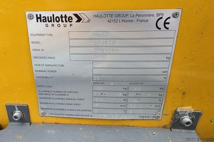 Ledad teleskopisk arbetsplattform Haulotte STAR 10 Electric, 10m Working Height, 3m Reach, 20