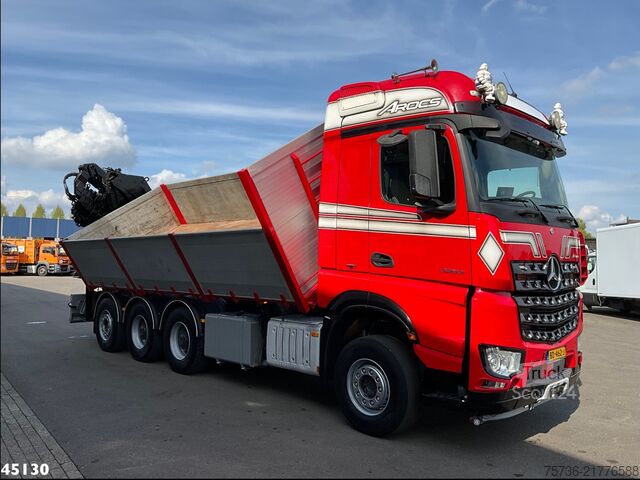 Tippbil med kran Mercedes-Benz Arocs 3263 8x4 Euro 6 Hiab 37 Tonmeter laadkraa...