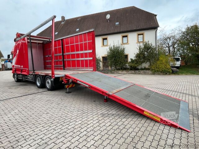 Camión plataforma con toldo DAF XF530 FAN LLL Plane Lenk/Lift Hydr. Auffahrrampe
