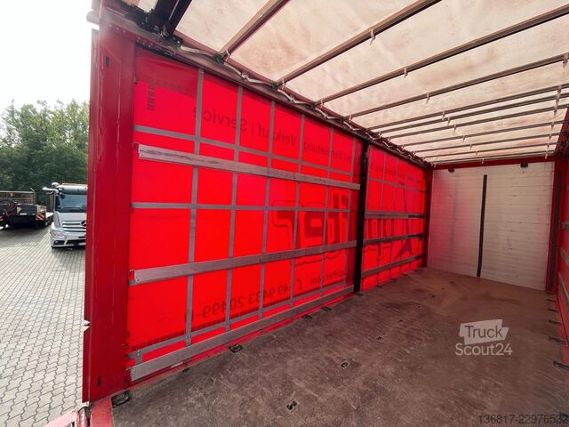 Camión plataforma con toldo DAF XF530 FAN LLL Plane Lenk/Lift Hydr. Auffahrrampe