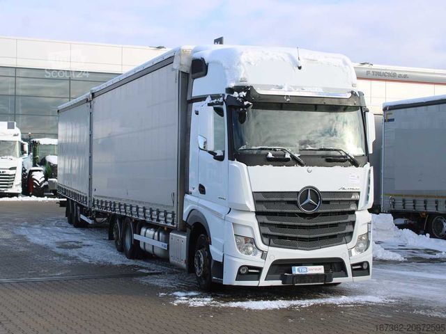 Nákladné auto s plochou korbou a plachtou MERCEDES-BENZ Actros 2545, 6X2, EURO 6, TRANSIT SET + PANAV