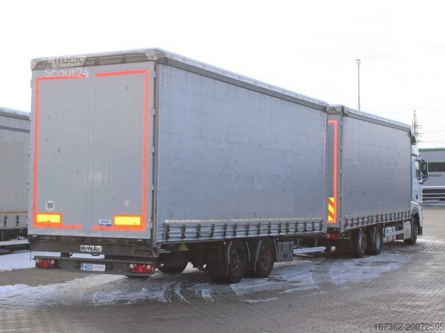 Nákladné auto s plochou korbou a plachtou MERCEDES-BENZ Actros 2545, 6X2, EURO 6, TRANSIT SET + PANAV