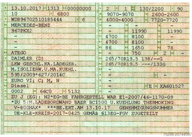 Soğutuculu kamyon MERCEDES-BENZ Atego 1218 / Ldbw / Seitentür: rechts