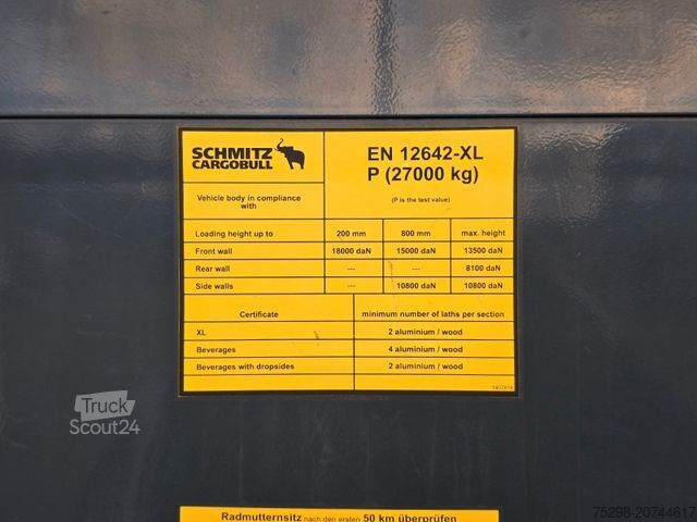 Open semitrailer with tarp SCHMITZ CARGOBULL SCS 24/L - 13.62 Mega / Palettenkasten / Hubdach
