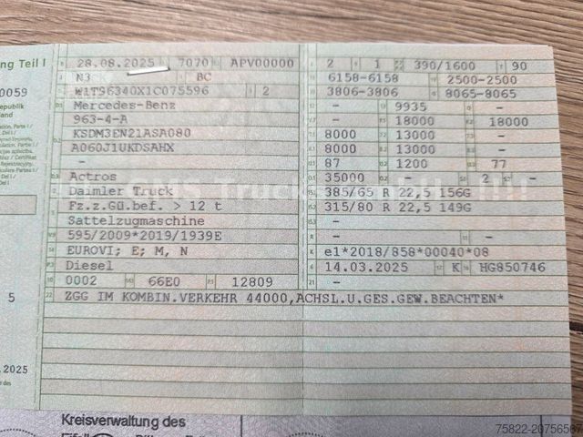 Τυπική μονάδα τράκτορα MERCEDES-BENZ Actros 1853 / Öl Retarder / Alcoa Alu