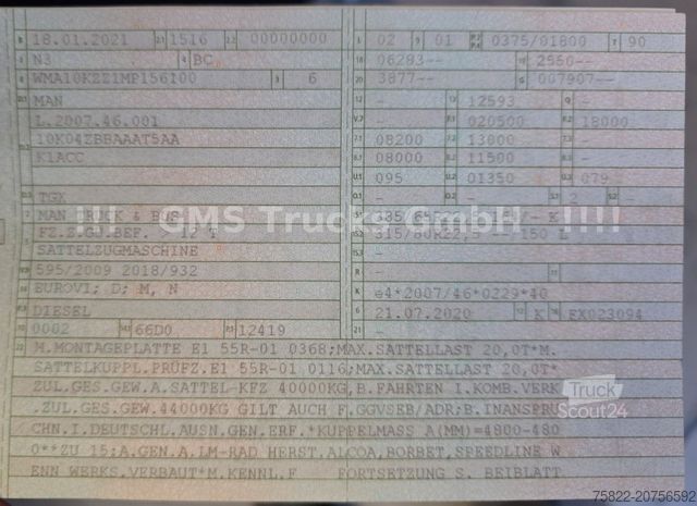 Standard SZM MAN TGX TG3 18.510 / GX / Alcoa / Ret. / Hydraulik