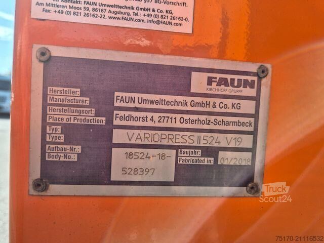 Abfallsammelfahrzeug Mercedes-Benz Actros 2533 L Faun Variopress II524 V19 Zoeller