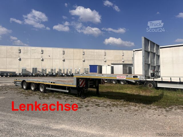 Žemagrindė puspriekabė Möslein ST 3 Plato 8,7  3 Achs Satteltieflader Plato 45 t GGfür Fertigteile, Baumaschinen