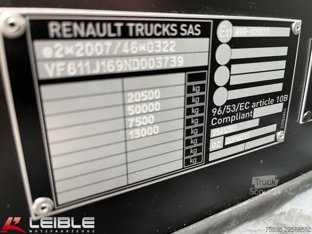 Škatlasti tovornjak RENAULT T380 *Koffer 7,25m*LBW-Bär 2t*Klima*2x verfügbar