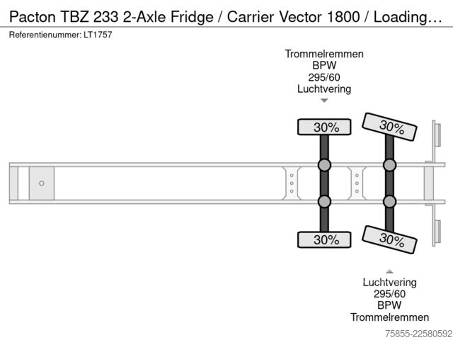 Transporte refrigerado/congelado Pacton TBZ 233 2-Axle Fridge / Carrier Vector 1800 / L...
