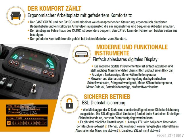 Miniexcavator Case CX19C Neu / Herstellergarantie 390