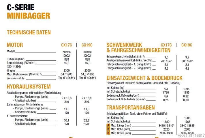 Miniexcavator Case CX19C Neu / Herstellergarantie 390