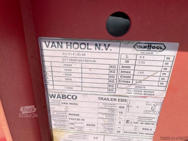 Transport de conteneurs Van Hool 3B0074 20 FT Chassis / Tank / ADR / BPW Axles /...