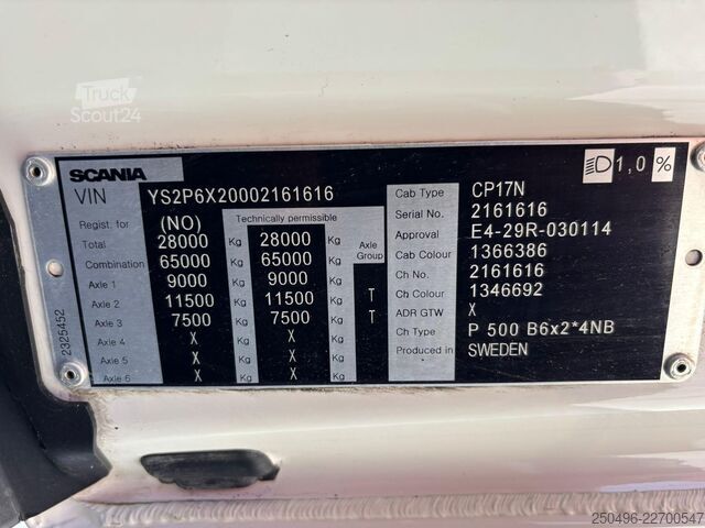 Podwozie z kabiną Scania P 500 6x2*4 FOR SALE AS CHASSIS / 9 TON FRONT A...