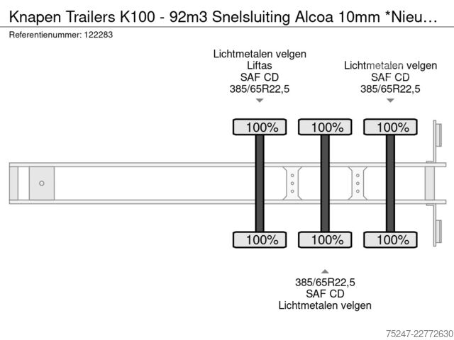 Piano mobile Knapen Trailers K100 - 92m3 Snelsluiting Alcoa 10mm *Nieuw / Neu*