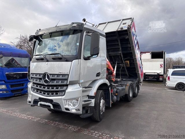 Three-sided tipper truck MERCEDES-BENZ Arocs 4   6x4 Dreiseitenkipper mit Ladekran