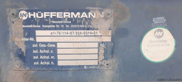 Konténerszállítás Hüffermann HSA Abroller Anhänger