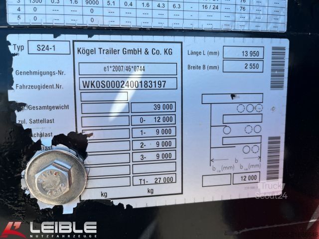 Semirimorchio con telone KÖGEL SN 24*Tautliner*Zertifikat XL*SAF-Achsen*