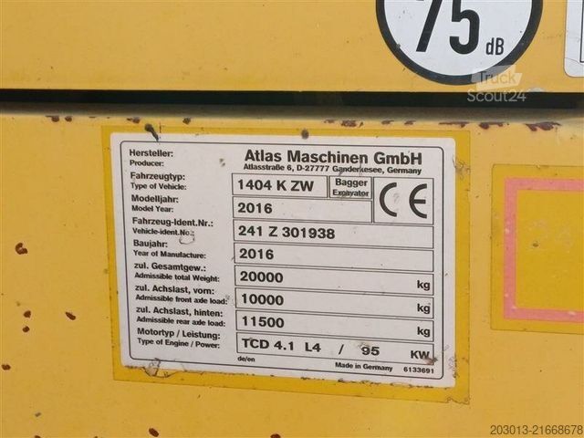 Gumikerekes kotrógép ATLAS 1404K ZW 4x4 ZW RAIL Zweiwegebagger + Anbauteile