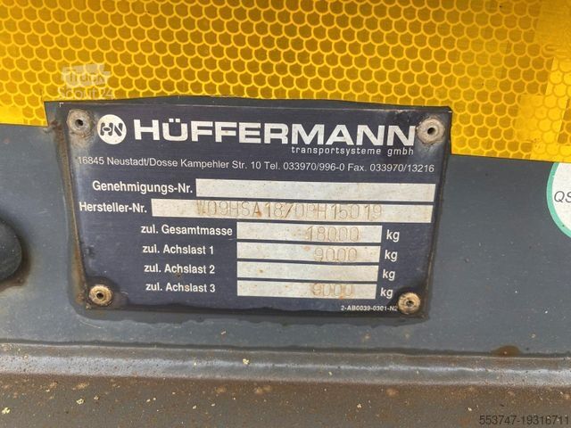 Swap chassis trailer HÜFFERMANN HSA 1870 / Abrollanhänger