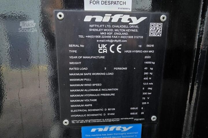 Csuklós teleszkópos munkaállvány Niftylift HR28 HYBRID 4x4 MK2 Hybrid, 4x4 Drive, 28m Working