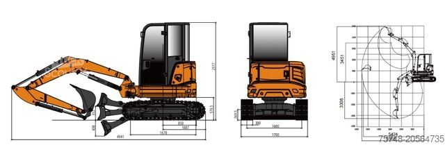 Minigraver  Minibagger 3,8T LONKING CDM6035 KUBOTA Diesel