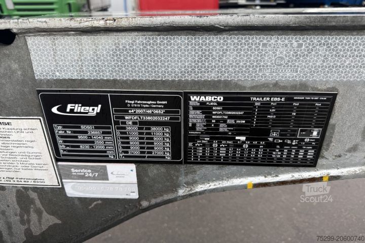 Växelflakssläp Fliegl SDS 380 Containertransport / Swiss-Vehicle