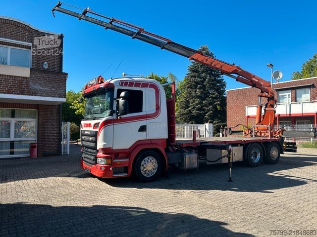 Kravas automašīnai uzstādīts celtnis SCANIA R520 V8 Pritsche+ ATLAS 390 Kran +Lift-Lenkachse