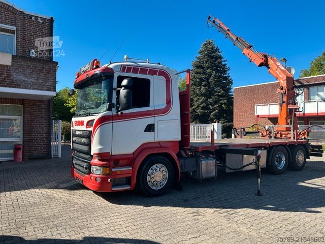 Kravas automašīnai uzstādīts celtnis SCANIA R520 V8 Pritsche+ ATLAS 390 Kran +Lift-Lenkachse