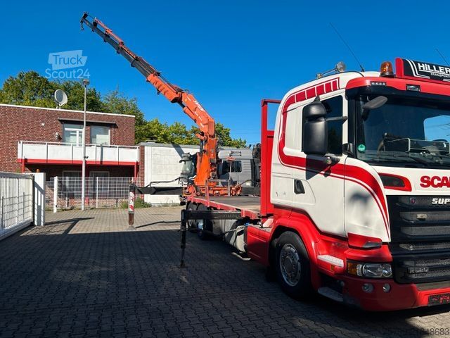 Kravas automašīnai uzstādīts celtnis SCANIA R520 V8 Pritsche+ ATLAS 390 Kran +Lift-Lenkachse