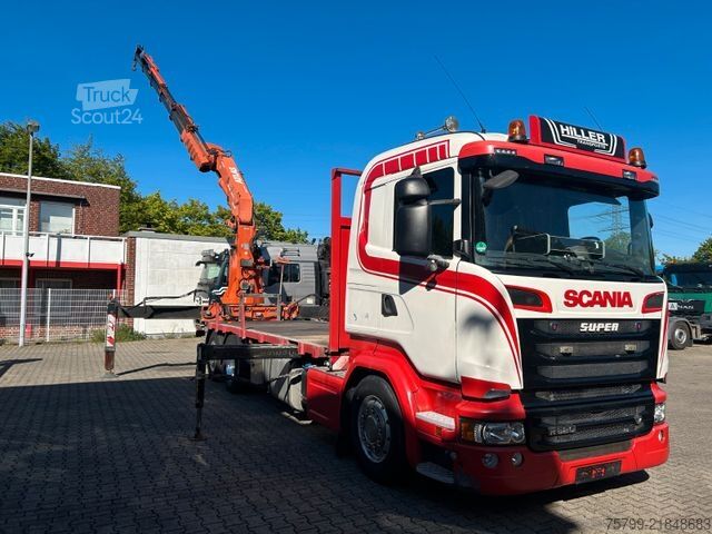 Kravas automašīnai uzstādīts celtnis SCANIA R520 V8 Pritsche+ ATLAS 390 Kran +Lift-Lenkachse