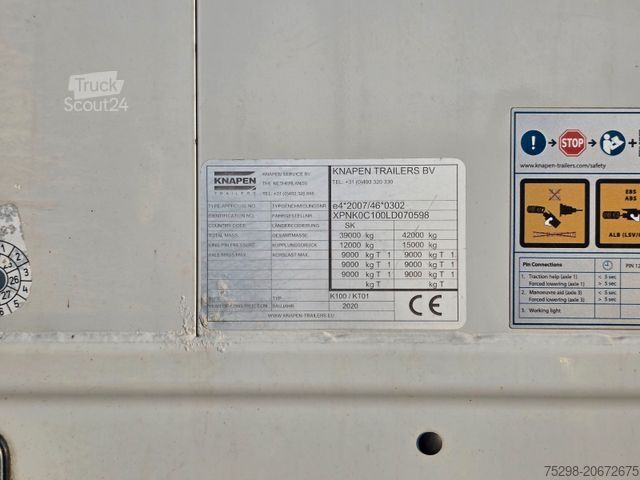 Semi-remorque à plancher roulant KNAPEN K100 / Liftachse