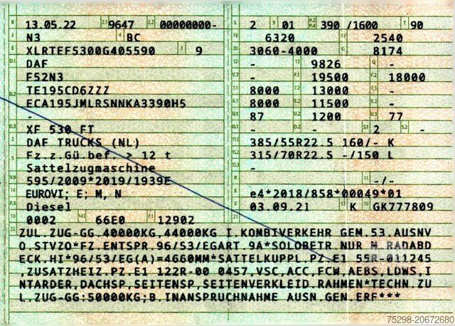 Standard dragbil DAF XF 530 FT / Intarder / 2 Tanks / Stanklima / 6E
