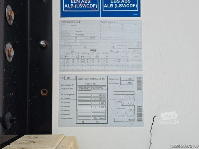 Furgona puspiekabe KÖGEL S18 / Rolltor / Doppelstock / Alubalken