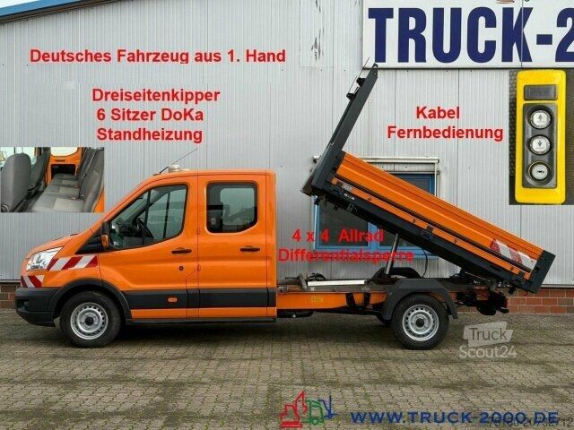 Trevägs tippbil Ford Transit 350L 4x4 DoKa 6Sitzer 3 Seitenkipper AHK