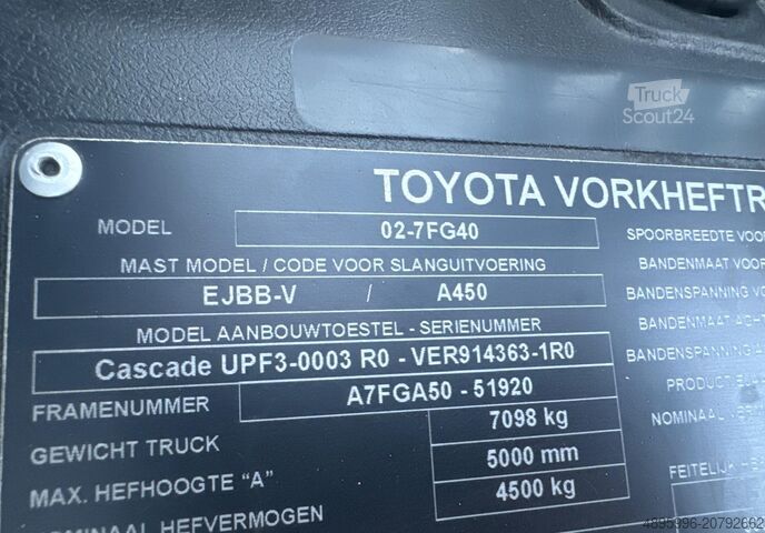 šakinis krautuvas Toyota FG40/Positioner+sideshift/new price