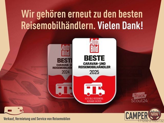 Half-integraal camper ETRUSCO T 7400 QBC +Queensbett+Markise+Ohne Hubbett